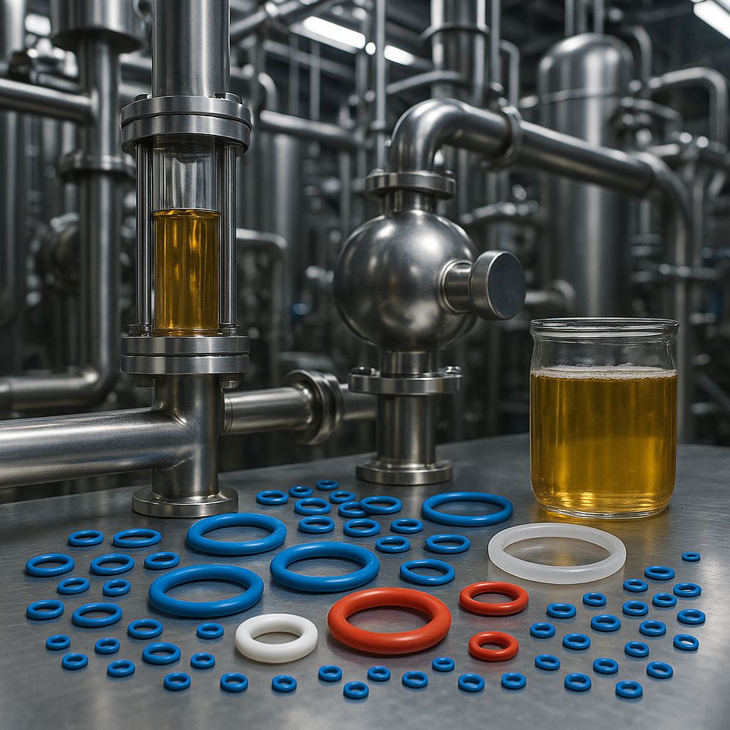 Dichtungen und O-Ringe u.a. für die Getränkeindustrie in den typischen Farben nach FDA